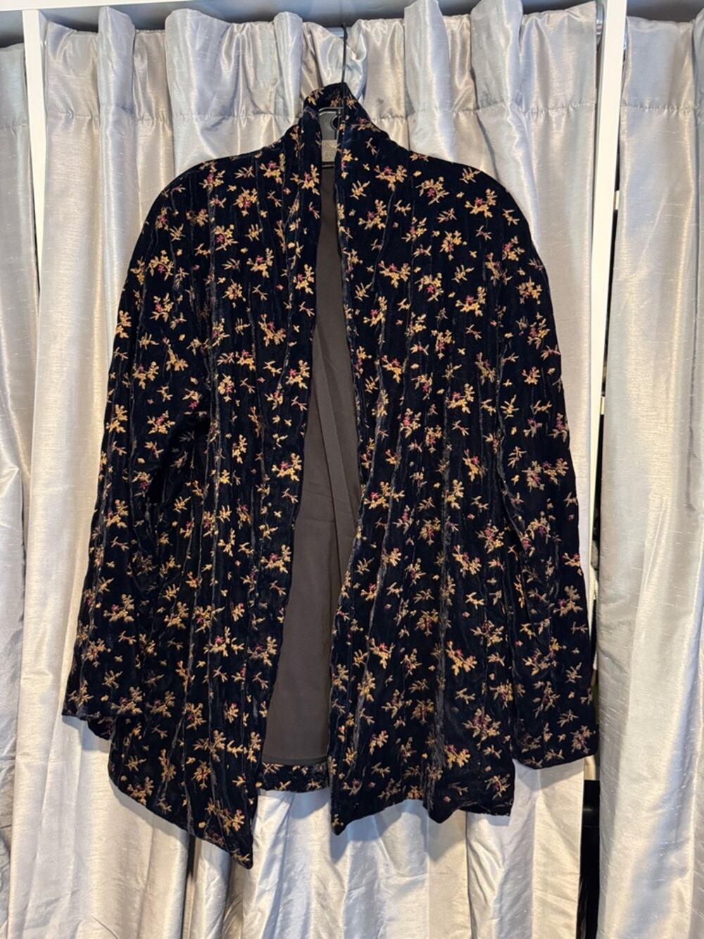 The Kooples black velvet floral jacket with gold & burgundy embroidery One size